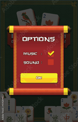 Mahjong game assets pack Options Window