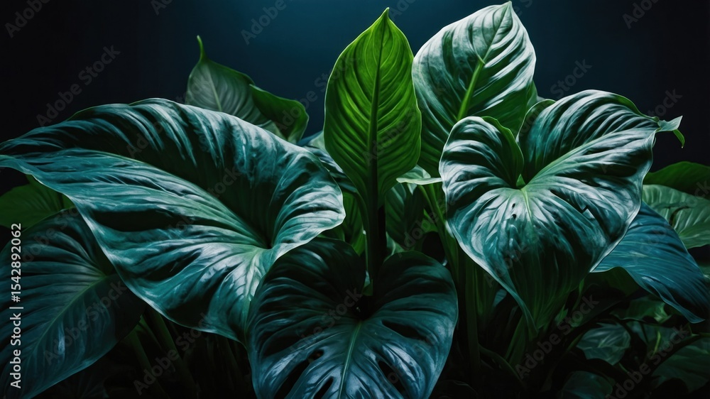Fototapeta premium Close-up of lush, dark green leaves.