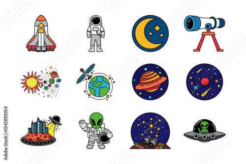 illustration of spaceship alien in the galaxy collection