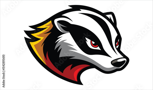 Aggressive badger mascot head vector illustration