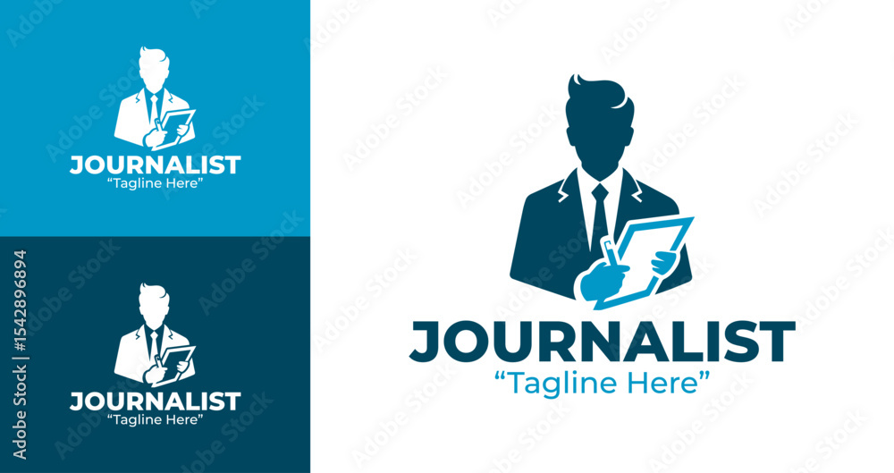 Fototapeta premium Digital Branding for Journalists Featuring Reporter and Press Icon Logo 