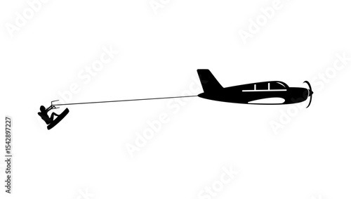 kiteboarder in air , black isolated silhouette