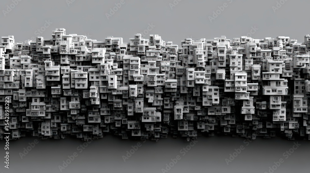 Fototapeta premium Abstract Structure of Monochrome Buildings with Unique Shapes in Density