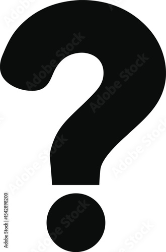 Bold Black Question Mark Symbol on White Background for Graphic Design