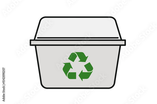 Recycle Bin Container with Arrows on White Background