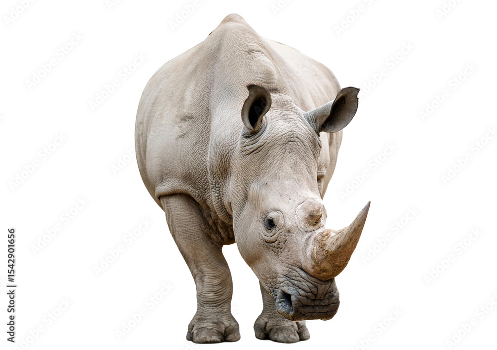 Fototapeta premium White rhinoceros isolated on a transparent or white background