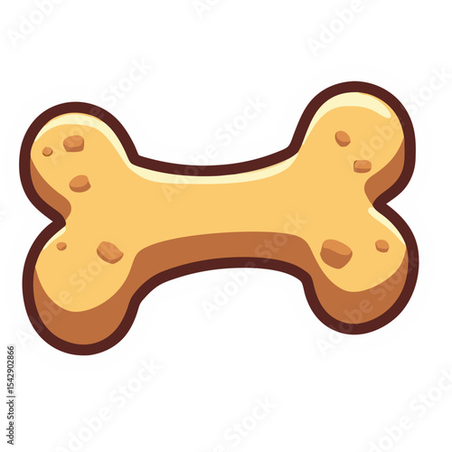 Cartoon bone illustration on black background with white outline and brown details design