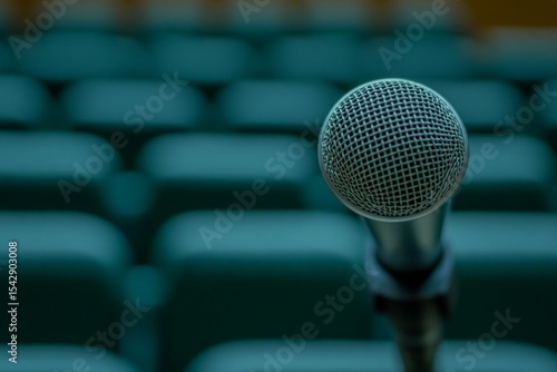 Microphone Focused On Empty Auditorium Seats