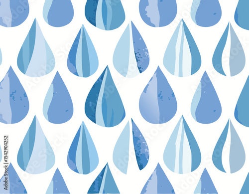 Seamless watercolor abstract pattern with teardrop shapes on a soft blue background. Simple bold and modern ornament design for fabric, wallpaper, wrapping paper.bold, colourful, contemporary, dot, 