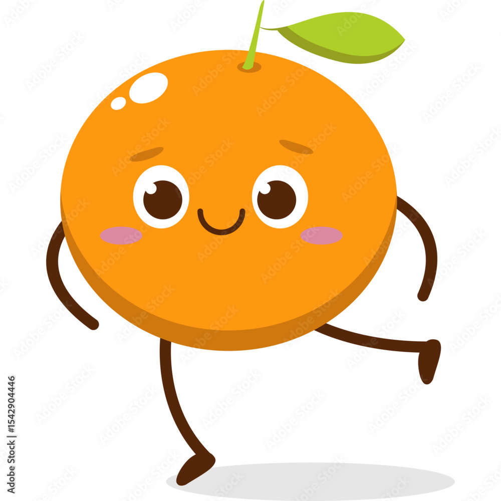 Cute orange character kawai vector for orange mascot. happy face, winking eye,. smile Cute orange character kawai vector for orange mascot. happy face, winking eye,. smile
