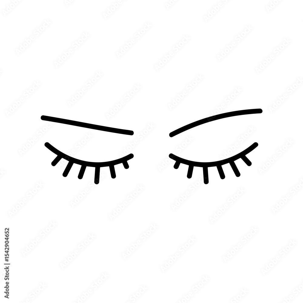 Obraz premium Minimalist line drawing of closed eyelashes on white background 