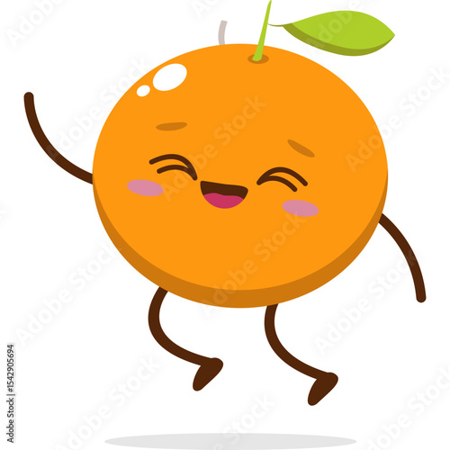 Cute orange character kawai vector for orange mascot. happy face, winking eye,. smile