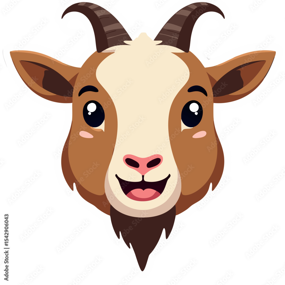 Fototapeta premium Smiling Goat Cartoon Illustration Isolated on Black Background for Design and Print