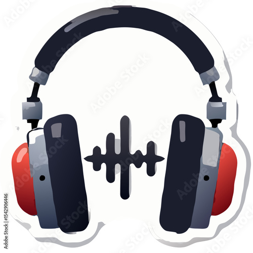 Headphones Icon with a soundwave graphic, perfect for podcasting or music concepts