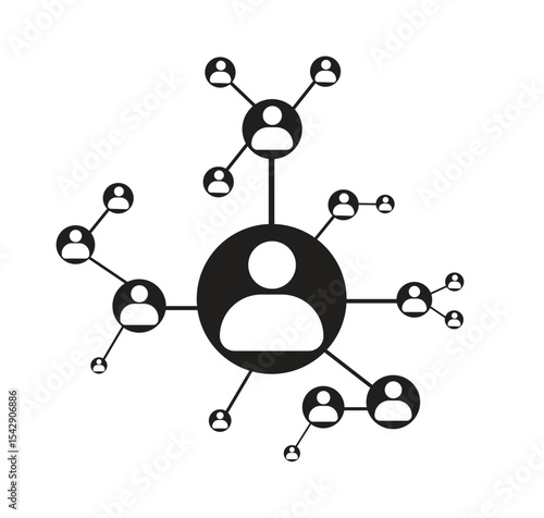social network connection icon in transparent background