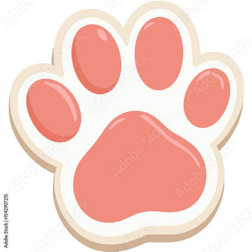 Cute paw print illustration with white border, perfect for pet lovers and animal designs