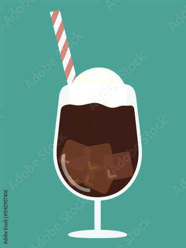 昭和レトロなコーヒーフロートのイラスト