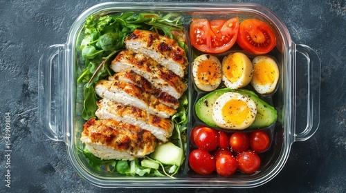 Balanced and Nutritious Meal Prep Container with Grilled Chicken and Vegetables