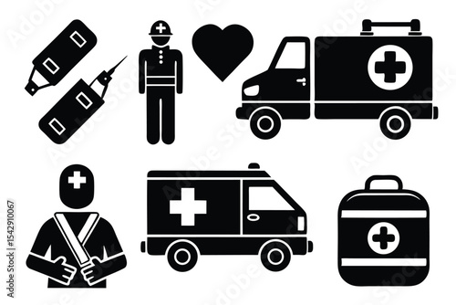 Emergency and First Aid Icons Silhouette (2).eps
