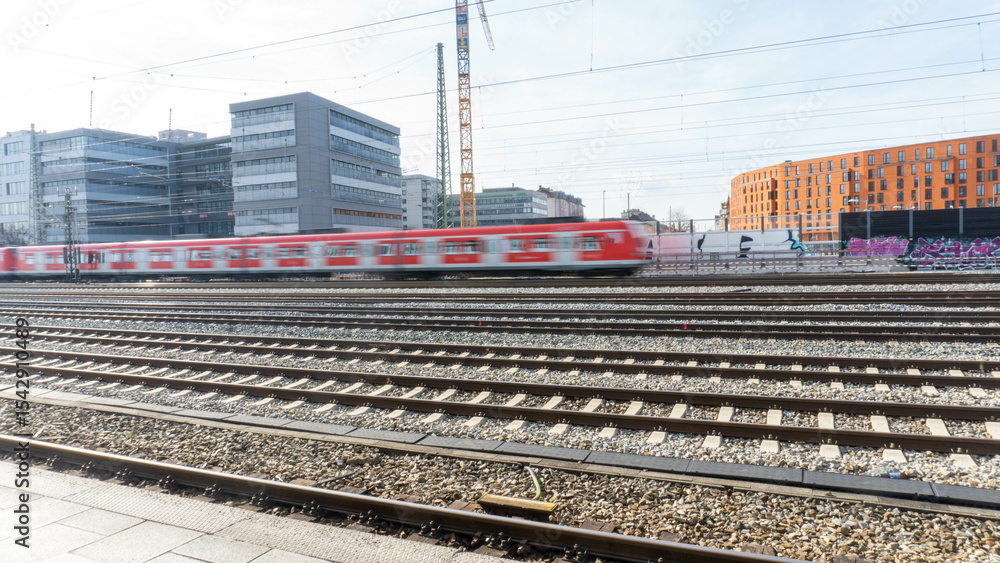 Fototapeta premium Modern City Train Tracks & Urban Development