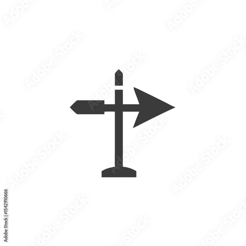 Wind Farm Entrance Sign Icon Signpost Icon with Wind Symbol Vector Silhouette Flat Icon Design