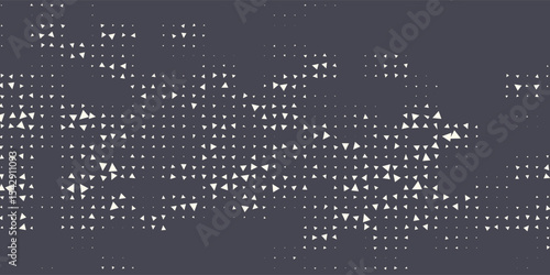 Triangular Halftone Texture Retrowave Vector Geometric Technology Abstract Background. Half Tone Triangles Retro Colored Pattern.