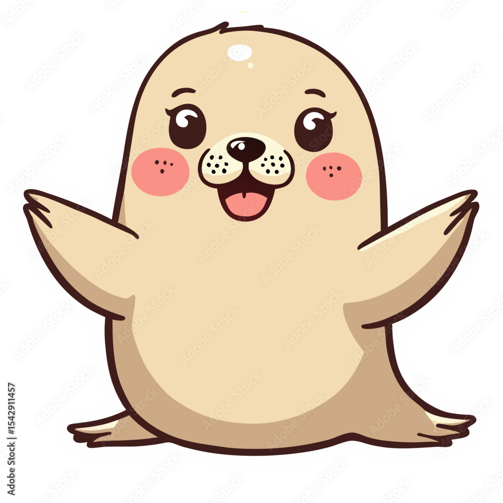 Adorable Cartoon Seal Illustration Offering a Warm Embrace on a Black Background Adorable Cartoon Seal Illustration Offering a Warm Embrace on a Black Background