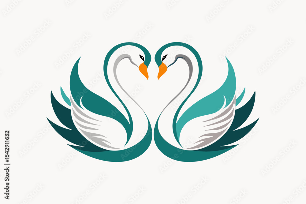 Obraz premium swans on a white background