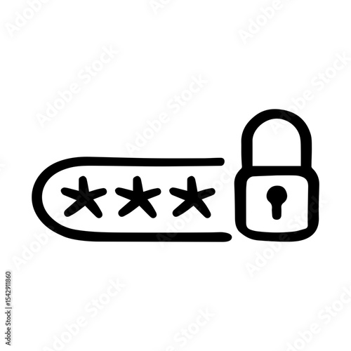 Password doodle vector icon