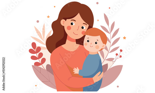 Mother and baby illustration isolated on white background