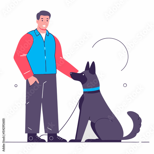 man with germen shepherd  