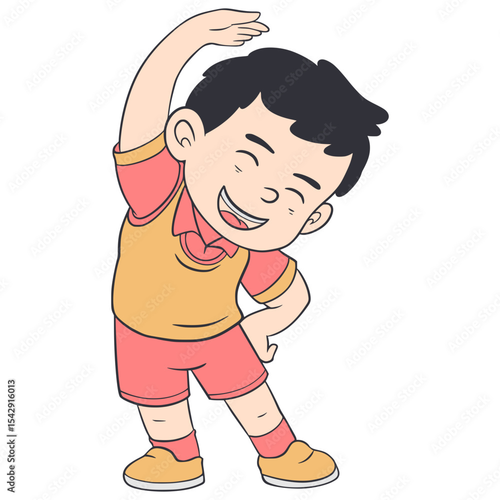 Obraz premium Children's characters are exercising cute cartoon illustration
