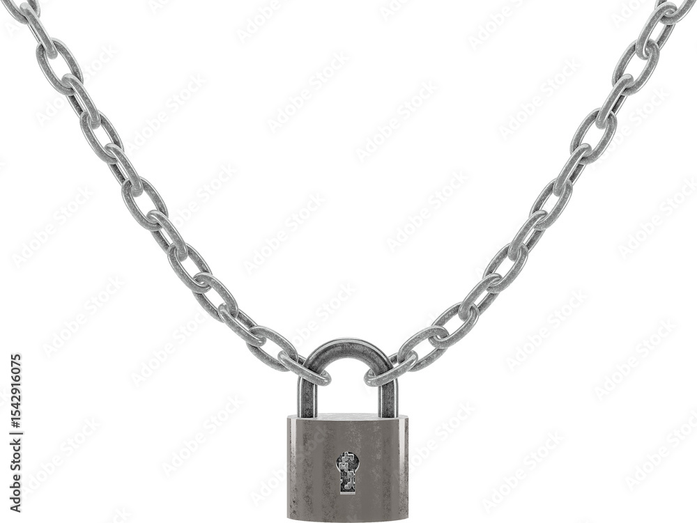 A vibrant orange padlock secures a classic metal chain, rendered in detailed 3D on an isolated background. This striking symbol represents security, restriction, and unbreakable bonds A vibrant orange padlock secures a classic metal chain, rendered in detailed 3D on an isolated background. This striking symbol represents security, restriction, and unbreakable bonds