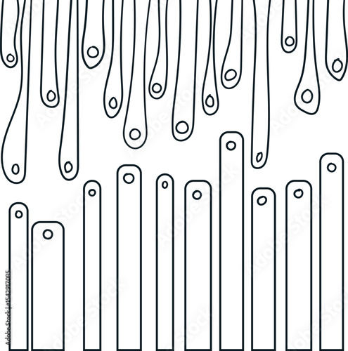 Algae or ribbons with nuclei inside stretch from above and below.
