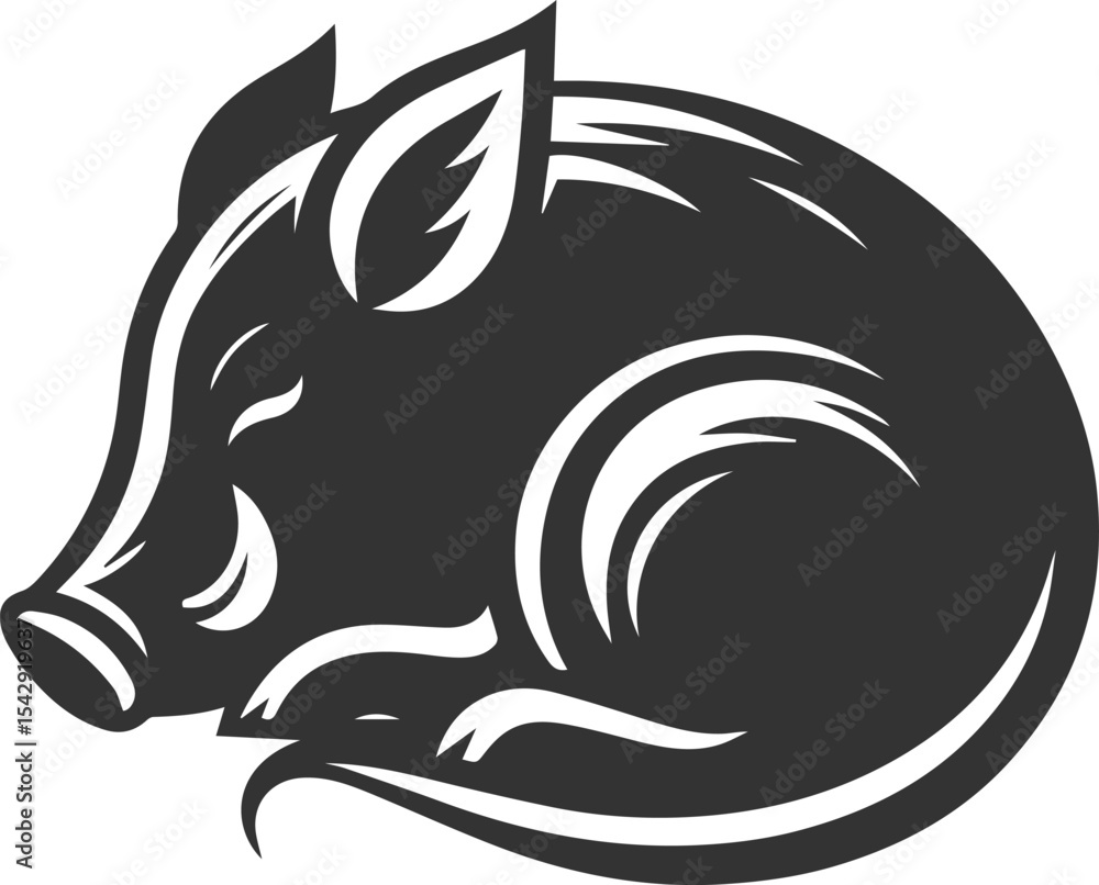 Naklejka premium Boar animal drawing vector