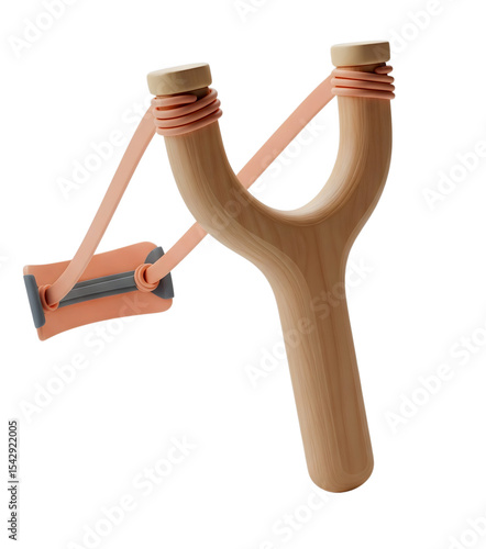 Slingshot minimalist 3D rendering in a soft and smooth renderer