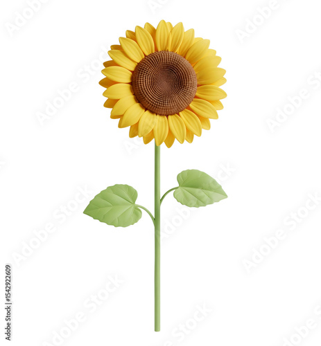 Sun flower minimalist 3D rendering in a soft and smooth renderer