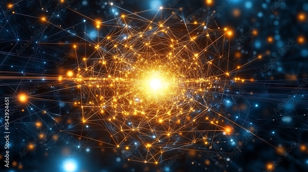 Obraz premium Abstract network, glowing center