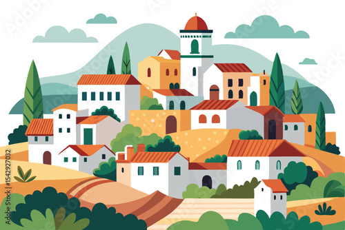 Wallpaper Mural Mediterranean village landscape Torontodigital.ca