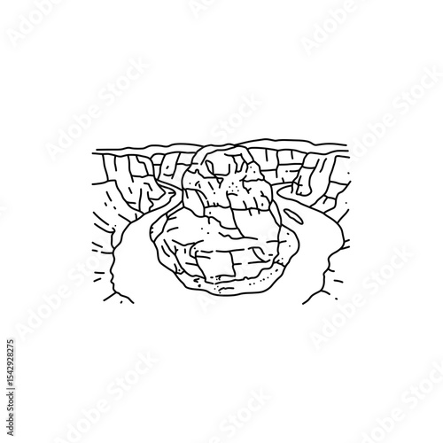 Horseshoe Bend in Canyon River Black Line Icon