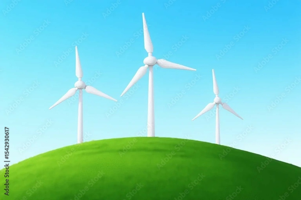 Fototapeta premium wind turbine on green field