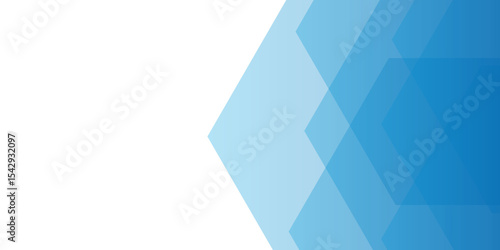 Abstract clean modern background with layered blue hexagons. Smooth gradient from light blue to darker blue tones. Geometric, minimalist, corporate, and futuristic, used for business, technology