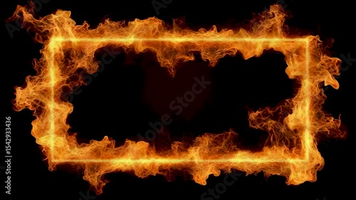 Fire flames, burning frame spinning on dark color.background for key visual background