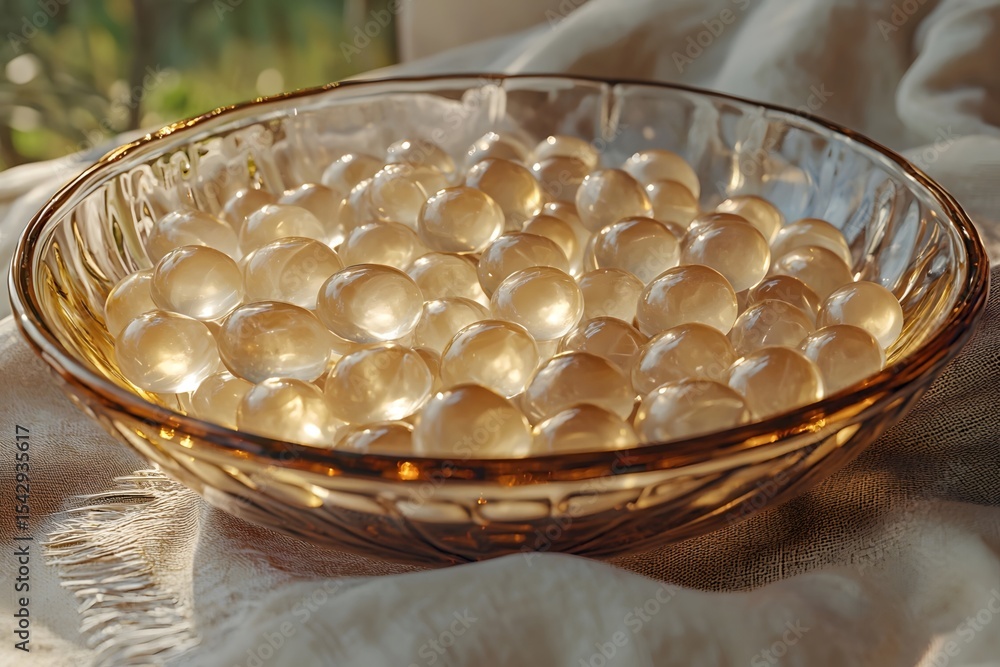 A bowl of crystal clear and plump glutinous rice balls A bowl of crystal clear and plump glutinous rice balls