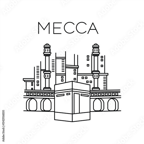 vector landscape lines of makkah buildings suitable for your icon infografic