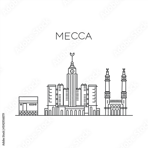 vector landscape lines of makkah buildings suitable for your icon infografic