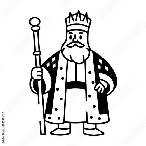 A hand drawn style icon of an emperor figure
