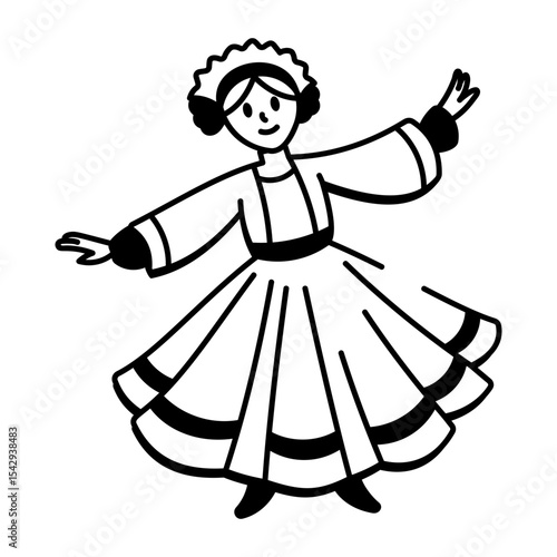 A drawing style icon depicting a folk dancer 

