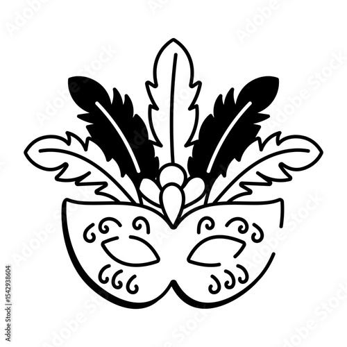 A doodle style icon of a carnival mask 
