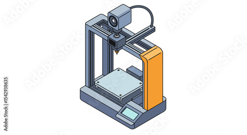 Modern 3d printer design for innovation and technology visualization vector illustration isometric